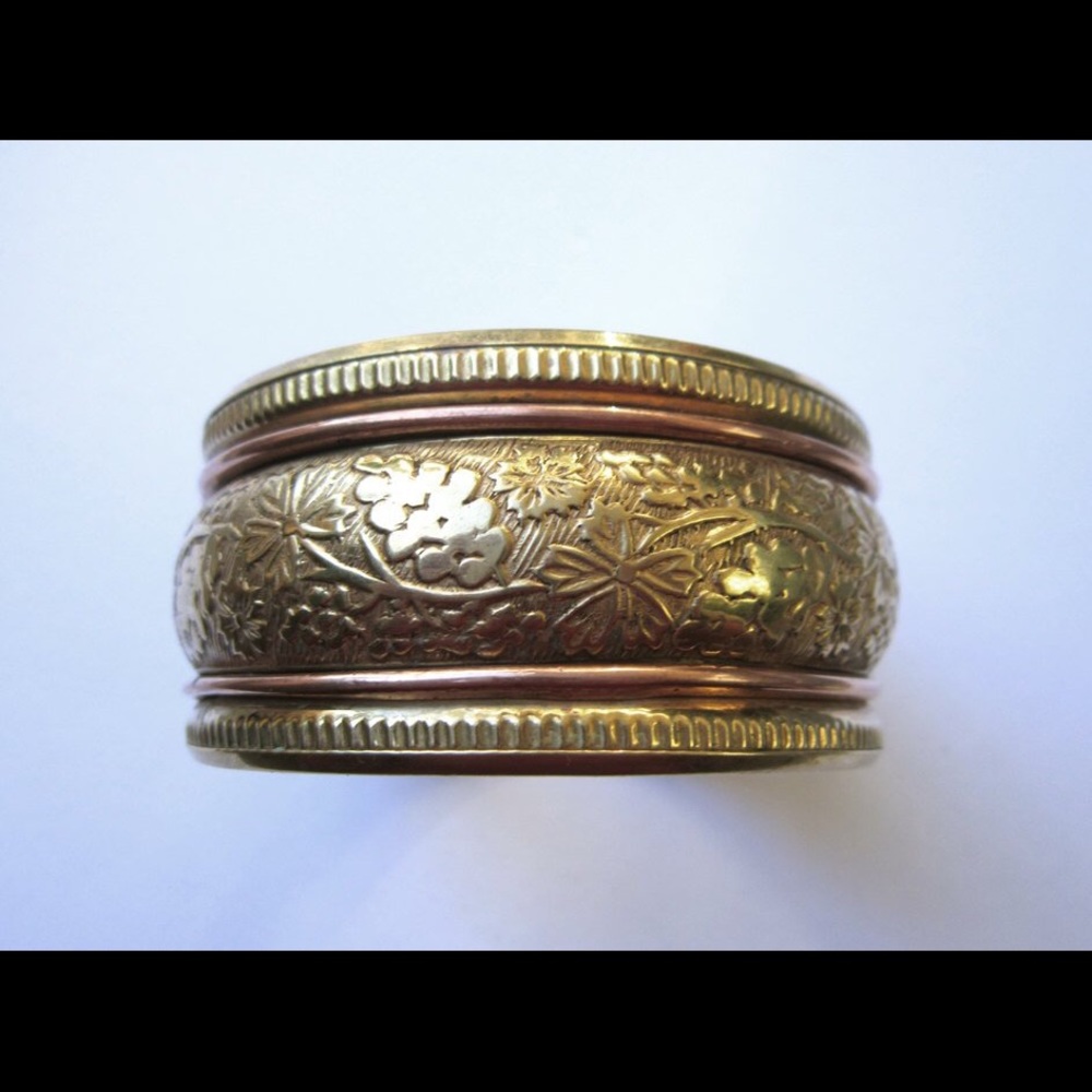 Vintage Brass & Copper Boho Bangle